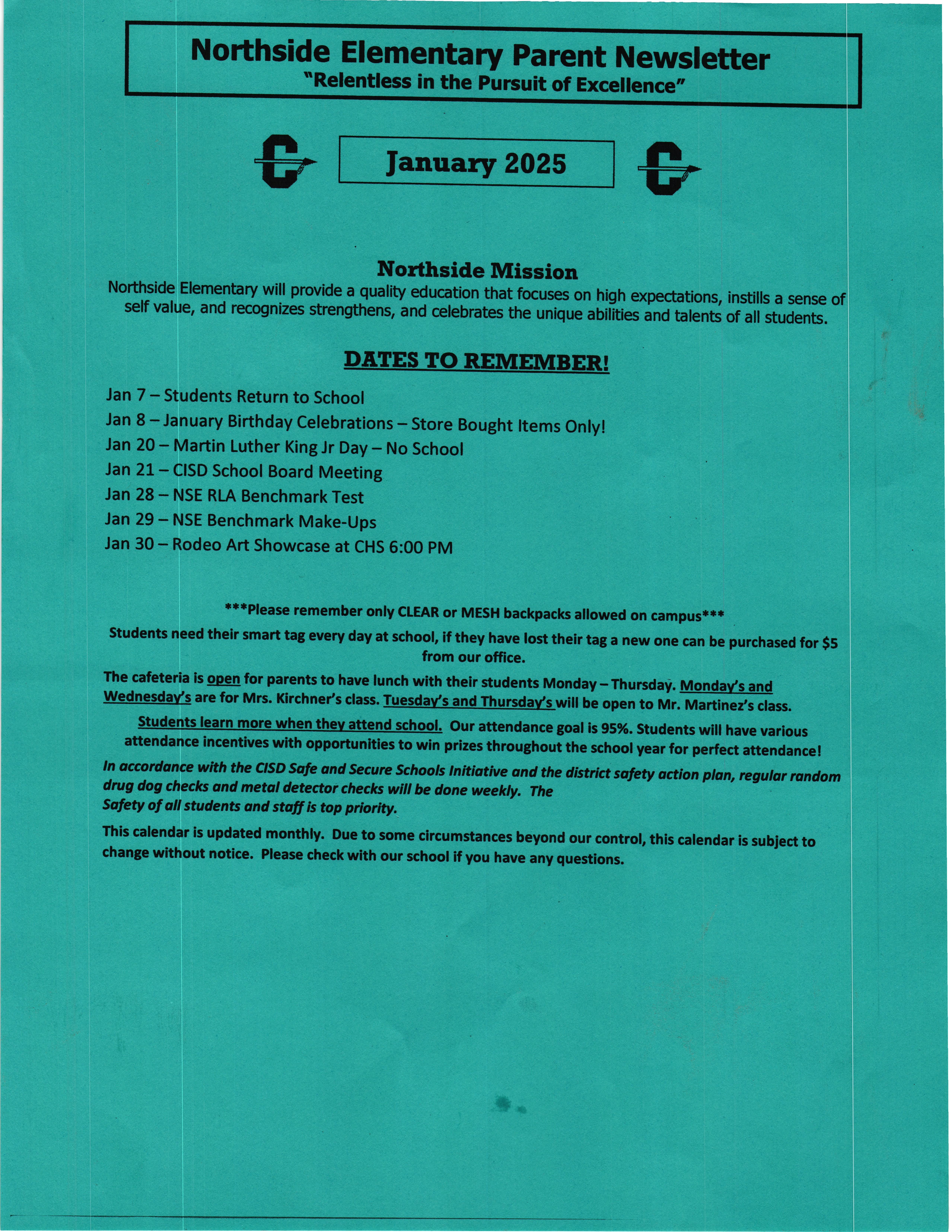 NSE January 2025 Calendar - English