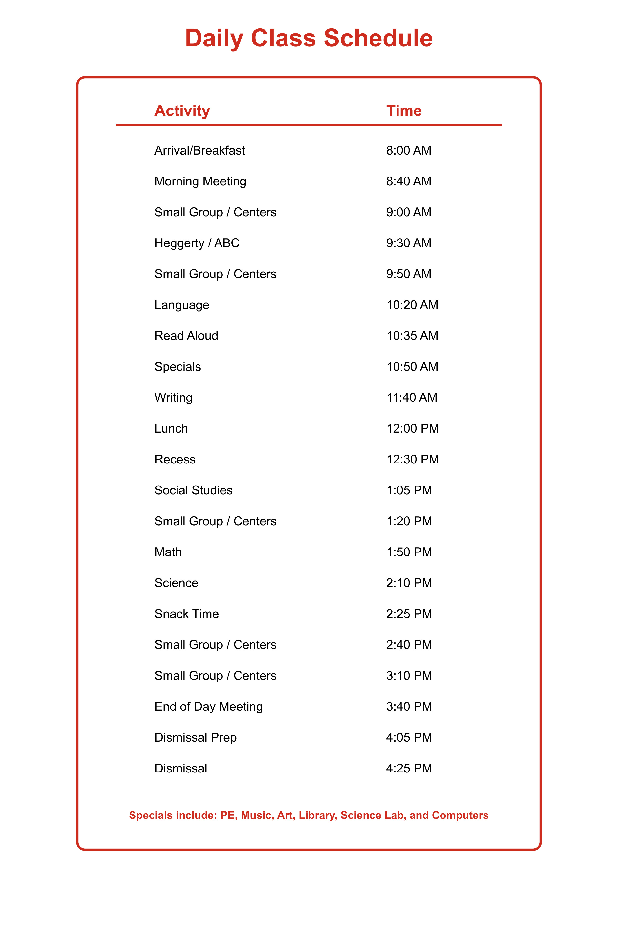 Class Schedule