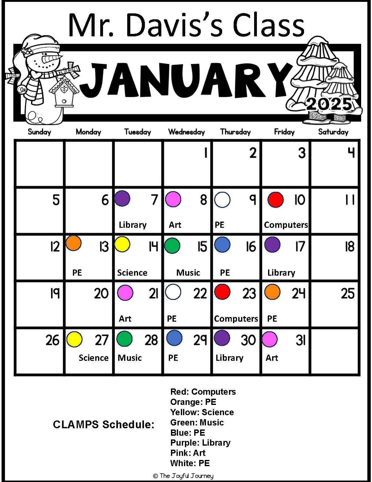 January CLAMPS Schedule